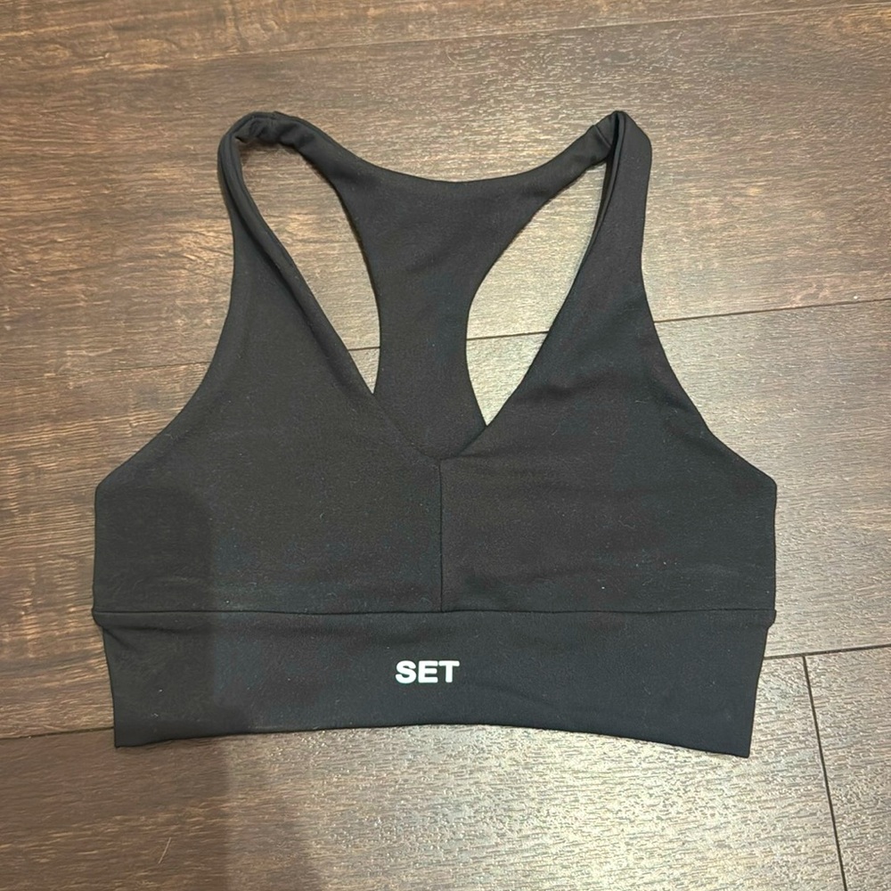 Set Active Racerback Sports Bra Black XS NEW